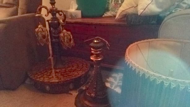 antique brass lamp with inset jewels -4a