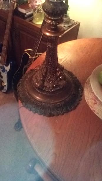 antique brass lamp with inset jewels -4b