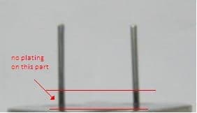 incomplete plating of nickel component