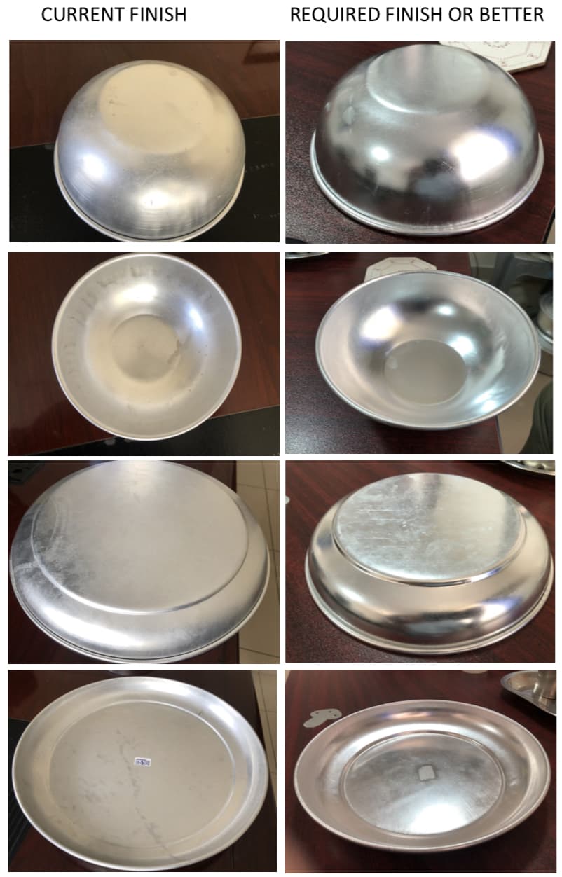 polishing of aluminum cookware